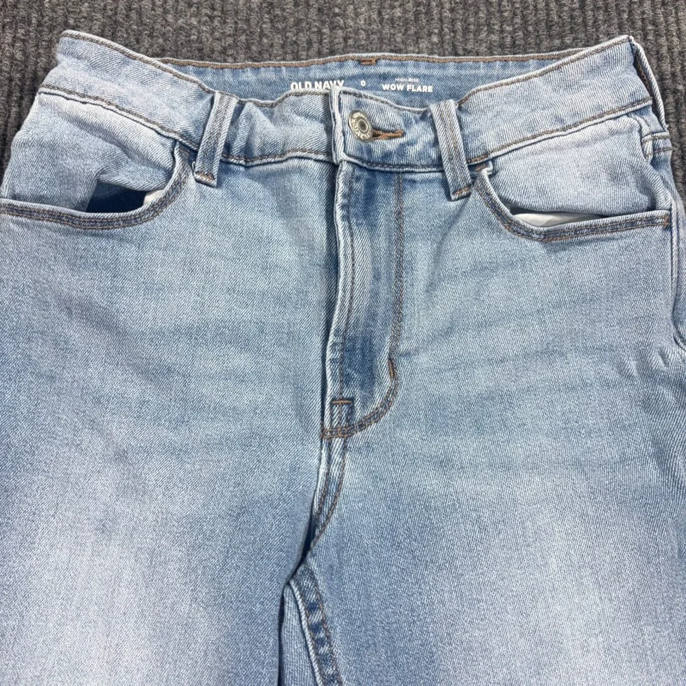 Old Navy Wow Flare Jeans Womens 0 Light Blue High Rise Stretch Denim 0807